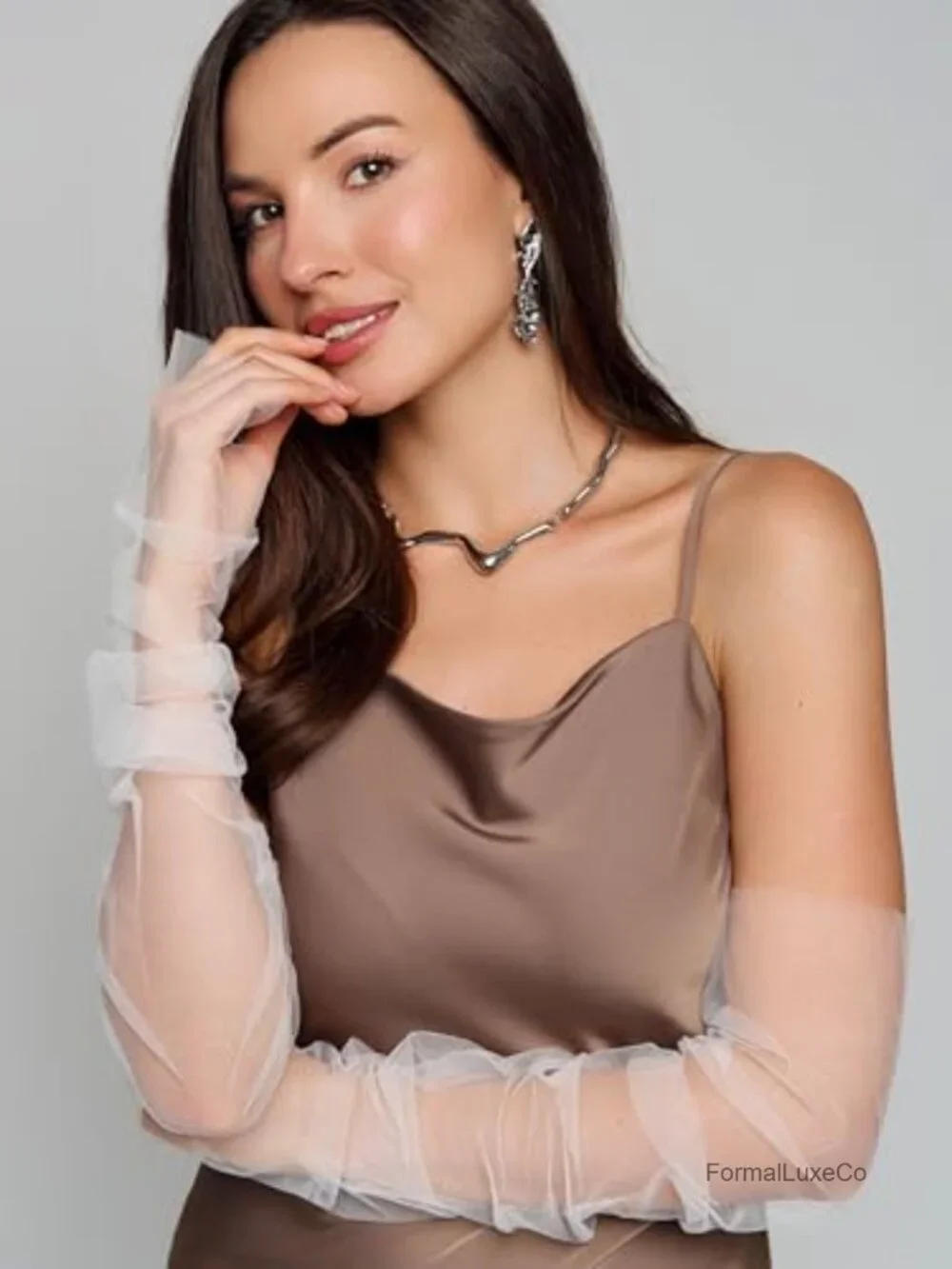 Long Tulle Fingerless Gloves Wedding Bridal
